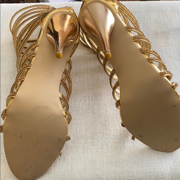 FSJ Gold Cage Stiletto’s with Gold Crystals - Picture 11 of 14